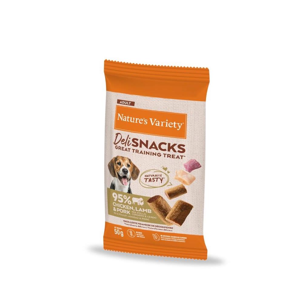 NATURE´S VARIETY DELI SNACKS CHICKEN ,LAMB & PORK  50GR
