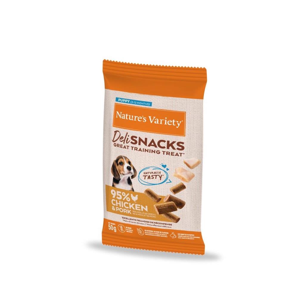NATURE´S VARIETY DELISNACKS PUPYY CHICKEN & PORK 50GR