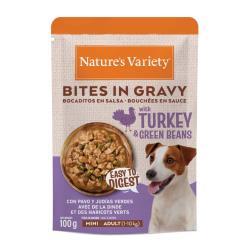 NATURE´S VARIETY DOG MINI BOCADITO EN SALSA PAVO Y JUDIAS 100G