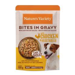 NATURE´S VARIETY DOG MINI BOCADITOS EN SALSA POLLO Y VERDURA 100G