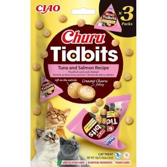 CHURU CAT TIDBITS RECETA DE ATUN Y SALMON 6 X (3X10GR)