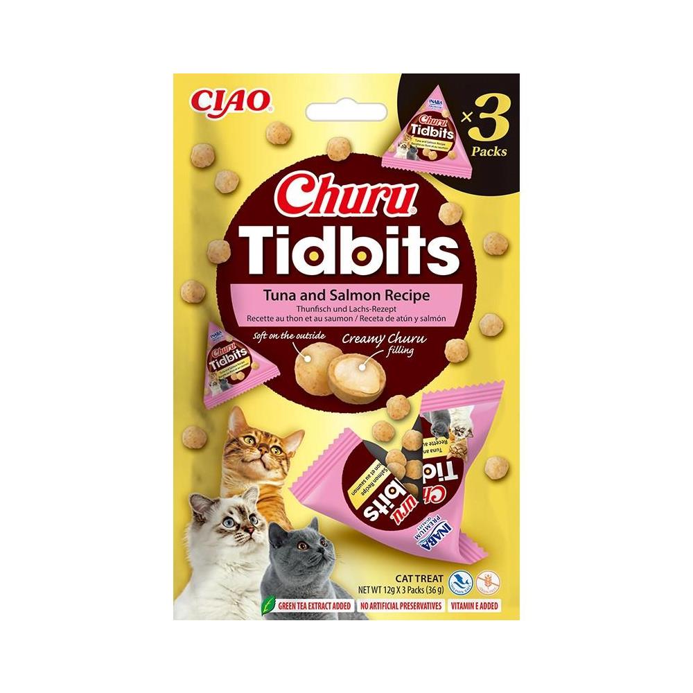 CHURU CAT TIDBITS RECETA DE ATUN Y SALMON 6 X (3X10GR)