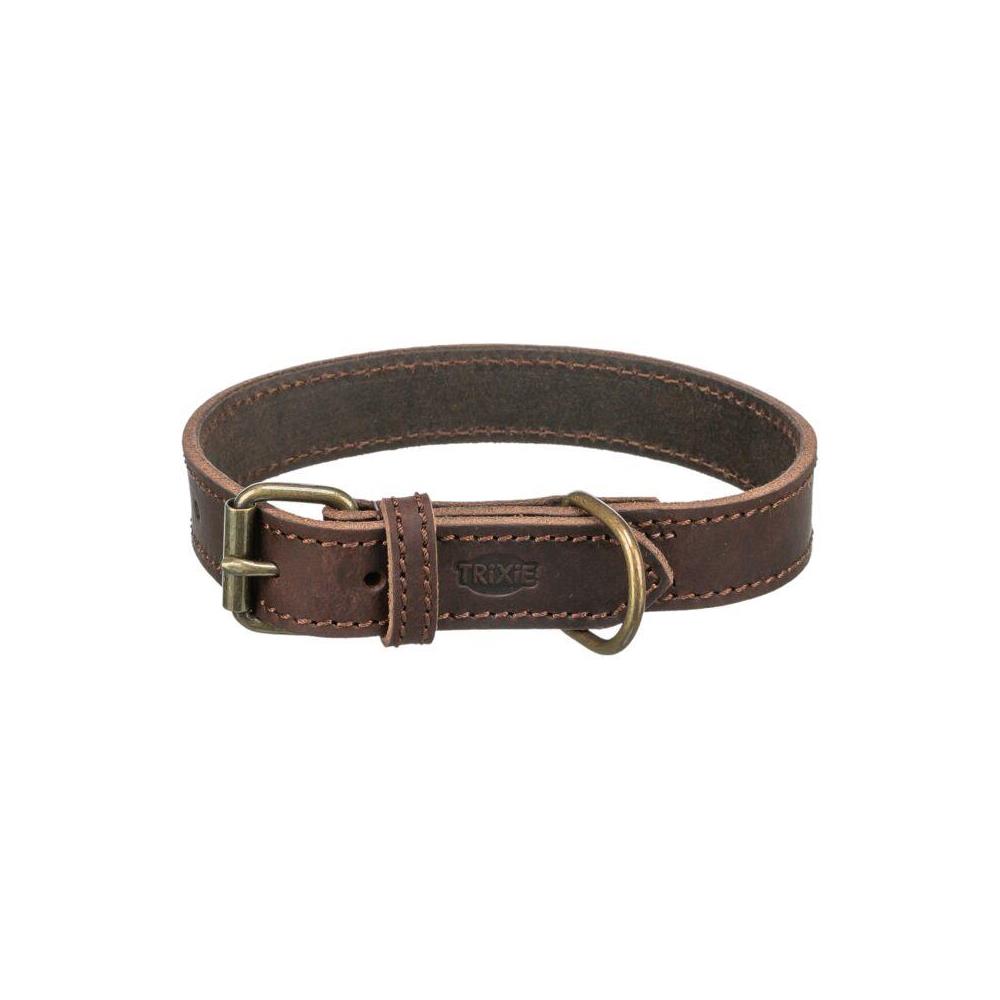 TRIXIE COLLAR CUERO RUSTIC M-L MARRON