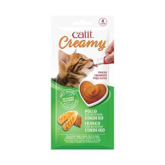 CATIT CREAMY  POLLO Y CORDERO 4 X 10GR
