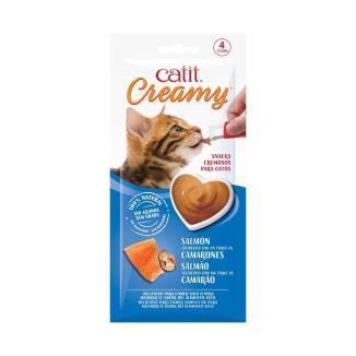 CATIT CREAMY SALMON Y GAMBAS 4 X 10GR