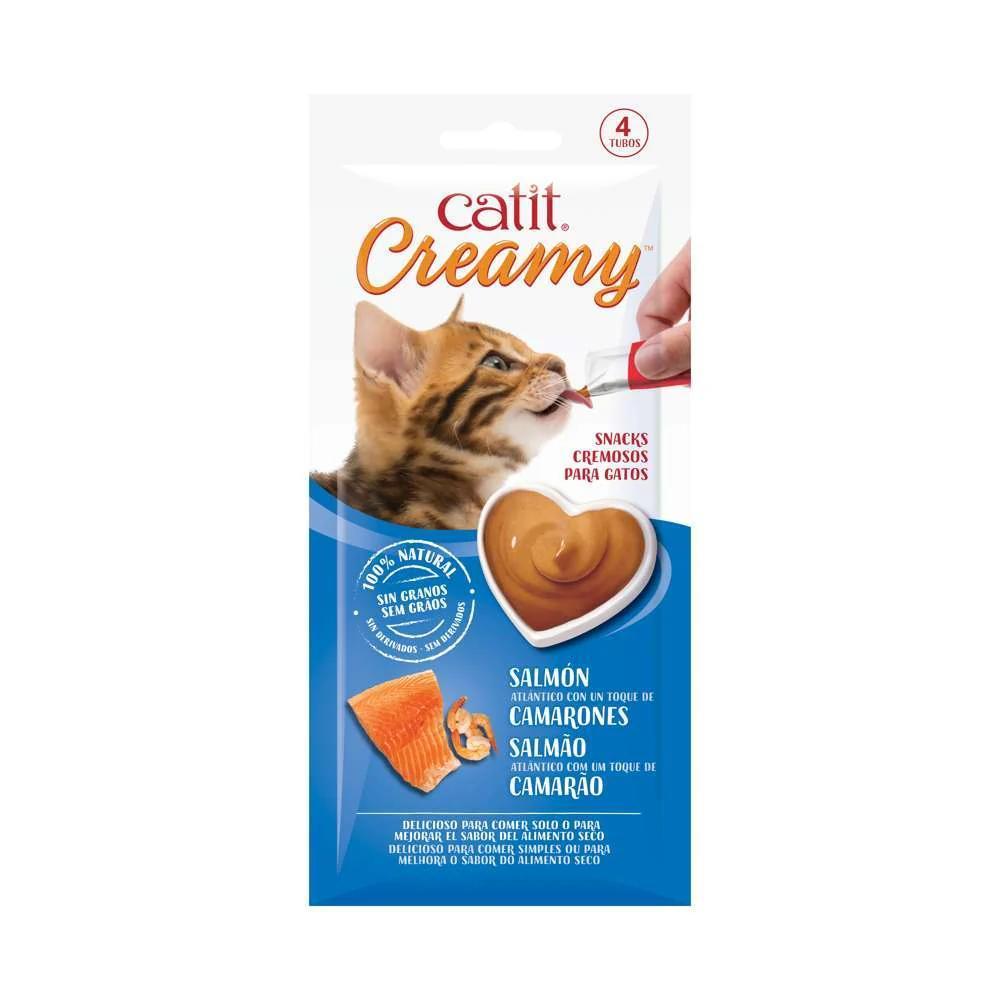 CATIT CREAMY SALMON Y GAMBAS 4 X 10GR