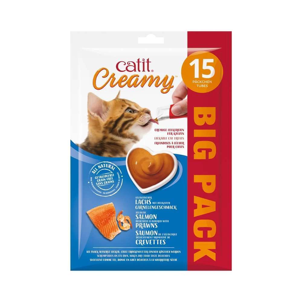 CATIT CREAMY SALMÓN Y GAMBAS 15 X 10GR