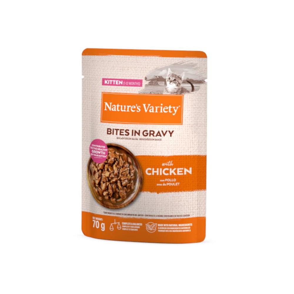 NATURE´S VARIETY BOCADITOS EN SALSA KITTEN CHICKEN 70GR
