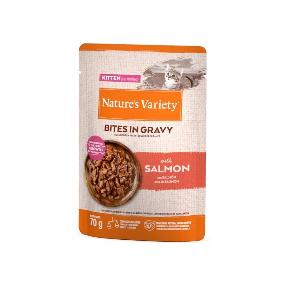 NATURE´S VARIETY BOCADITOS EN SALSA KITTEN  SALMON 70GR
