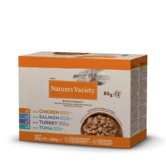 NATURES VARIETY CAT MIX BITES IN GRAVY 85G X 12 UND