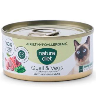 NATURA DIET CAT ADULT HYPOALERGENIC QUAIL & VEGETALES 85G