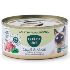 NATURA DIET CAT ADULT HYPOALERGENIC QUAIL & VEGETALES 85G