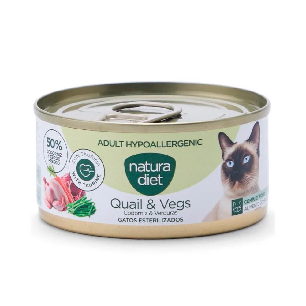 NATURA DIET CAT ADULT HYPOALERGENIC QUAIL & VEGETALES 85G