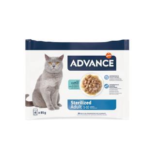 ADVANCE  CAT ADULT STERILISED CODFISH 4 X 85GR