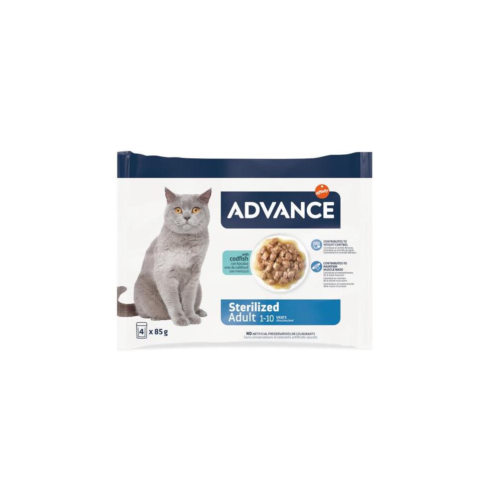 ADVANCE  CAT ADULT STERILISED CODFISH 4 X 85GR