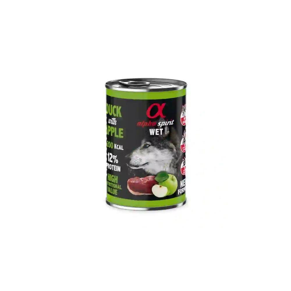 ALPHA SPIRIT CANINE PATO C/MANZANA VERDE LATA 6X400GR