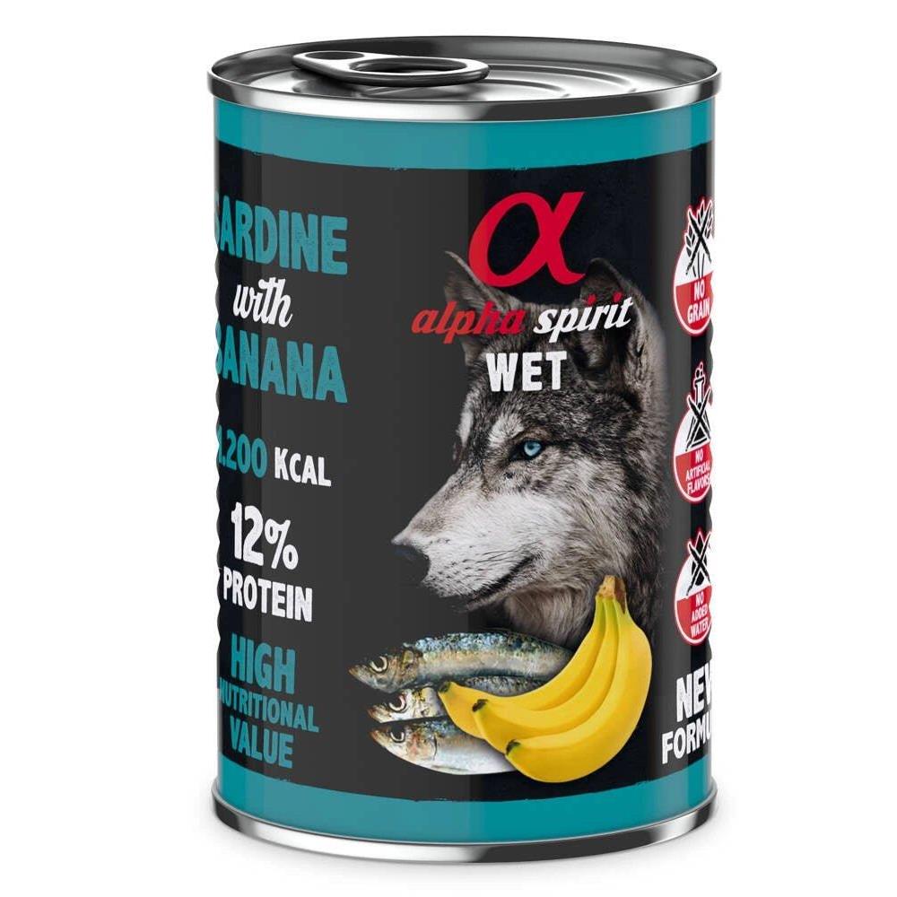 ALPHA SPIRIT CANINE SARDINA CON PLATANO LATA  400GR