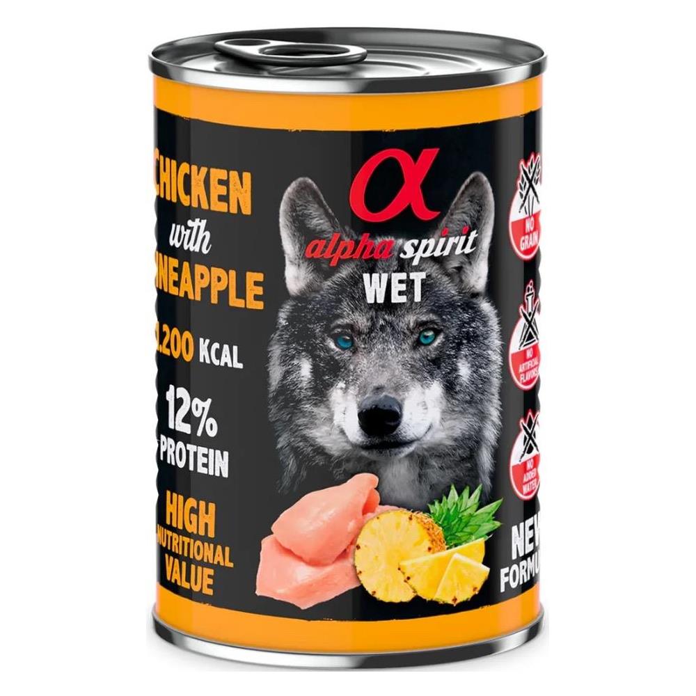 ALPHA SPIRIT CANINE POLLO CON PIÑA LATA 400GR