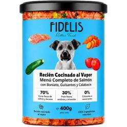 FIDELIS SALMON CON BONIATO,GUISANTES Y CALABACIN 400GRS